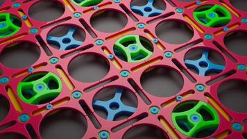 looping animação do uma grupo do colorida crianças plástico geométrico formas. video