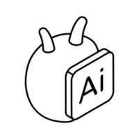 Creatively crafted isometric icon of ai robot, ready to use vector