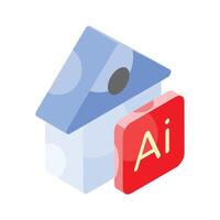 Artificial intelligence home isometric design vector