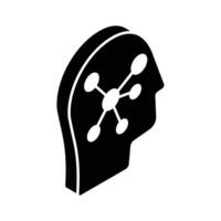 Brain simulation, artificial intelligence icon, premium vector