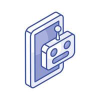 Trendy isometric icon of mobile robot, artificial intelligence design vector