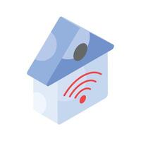 Artificial intelligence home isometric design, smart home icon vector