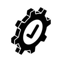 Tick inside cogwheel, concept isometric icon of verified settings vector