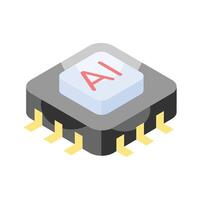 Download this isometric icon of ai processor, microprocessor vector