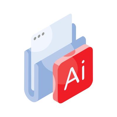 Artificial intelligence folder icon in isometric style, ready to use