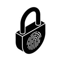 Editable isometric icon of fingerprint lock, smart authentication vector