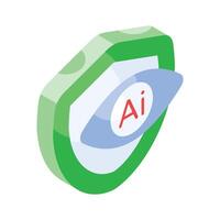 Cyber security icon in isometric style, ready for premium use vector