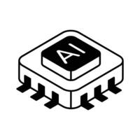 Download this isometric icon of ai processor, microprocessor vector