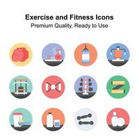 Get your hands on this beautifully designed exercise and fitness icons, easy to use s vector