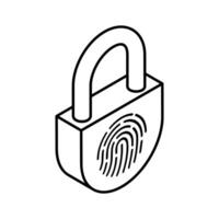 Editable isometric icon of fingerprint lock, smart authentication vector