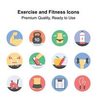 Get your hands on this beautifully designed exercise and fitness icons set vector