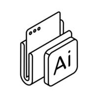 Artificial intelligence folder icon in isometric style, ready to use vector