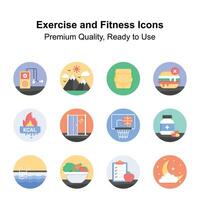 Premium quality flat style icons of exercise and fitness, ready to use in websites and mobile apps vector