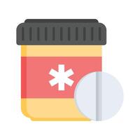medicina tarro con tableta, concepto icono de drogas, farmacia diseño vector
