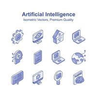 Grab this amazon g icons set of artificial intelligence, premium quality s vector