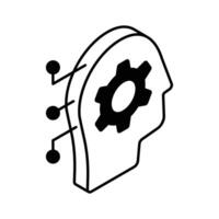 Brain simulation, artificial intelligence icon, premium vector