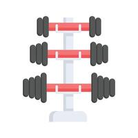 Trendy flat icon of dumbbells stand, dumbbell rack, fitness equipment vector