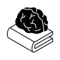 humano cerebro en libro, artificial inteligencia icono, prima vector