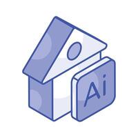 Artificial intelligence home isometric design vector