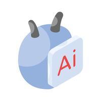 Creatively crafted isometric icon of ai robot, ready to use vector