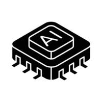 Download this isometric icon of ai processor, microprocessor vector