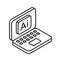 artificial inteligencia ordenador portátil isométrica icono, fácil a utilizar y descargar vector