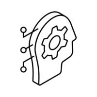 Brain simulation, artificial intelligence icon, premium vector