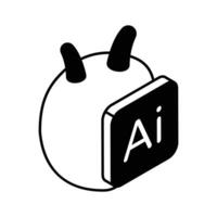 Creatively crafted isometric icon of ai robot, ready to use vector