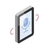 Microphone inside mobile, concept icon of voice recorder, audio recording device vector