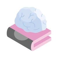 Human brain on book, artificial intelligence icon, premium vector