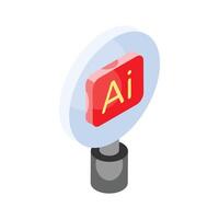 Artificial intelligence searching icon design, isometric vector