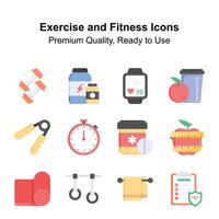 Exercise and fitness icons set, ready for premium use vector