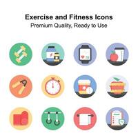 Exercise and fitness icons set, ready for premium use vector