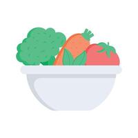 salud dieta, vegetales cuenco diseño, ensalada cuenco icono vector