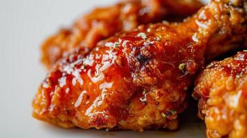 Honey Glazed Fried Chicken Thigh against white background photo