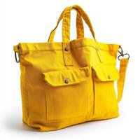 Eco Friendly yellow Canvas Tote Bag ,Design Template for Mock-up , Hyper realistic photography , photo