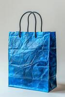 Blue paper bag ,Design Template for Mock-up, photo