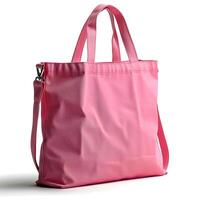eco simpático rosado lona totalizador bolso en blanco antecedentes. diseño modelo para Bosquejo , foto