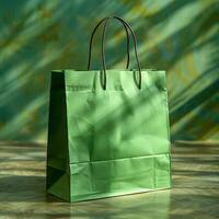 Green paper bag ,Design Template for Mock-up , photo