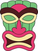ilustración de étnico tiki mascarilla. hawaiano tótem cultura en dibujos animados diseño vector