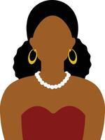 africano mujer avatar en plano diseño. aislado ilustración en blanco antecedentes. vector