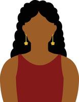 africano mujer avatar en plano diseño. aislado ilustración en blanco antecedentes. vector
