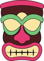 Illustration of Ethnic Tiki Mask. Hawaiian Totem Culture in Cartoon Design vector