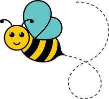 Bee Flying Path in Cartoon Style. Isolated Illustration. vector