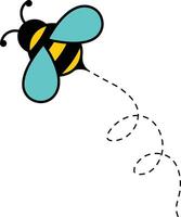 Bee Flying Path in Cartoon Style. Isolated Illustration. vector