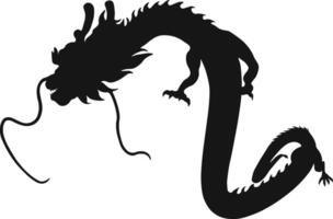 Chinese Dragon Silhouette. Chinese Dragon Symbol. Isolated Black Silhouette vector