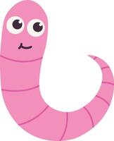 Earthworm Cartoon Character with Face Expression. Isolated Icon vector