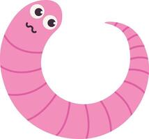 Earthworm Cartoon Character with Face Expression. Isolated Icon vector