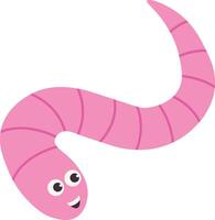 Earthworm Cartoon Character with Face Expression. Isolated Icon vector