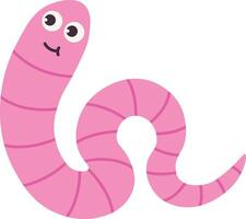 Earthworm Cartoon Character with Face Expression. Isolated Icon vector